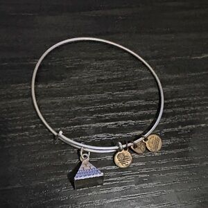 Alex and Ani 2 tone Charm Bangle Bracelet with Pyramid